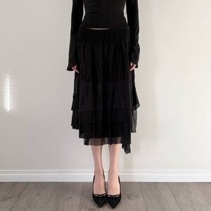 Free people black tiered midi skirt